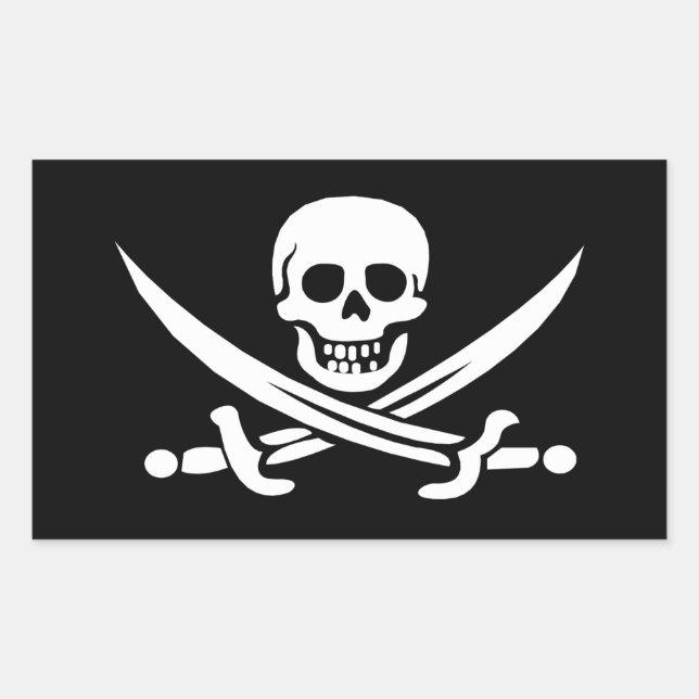 Piratenflagge von Calico Jack geflogen Rechteckiger Aufkleber (Vorderseite)