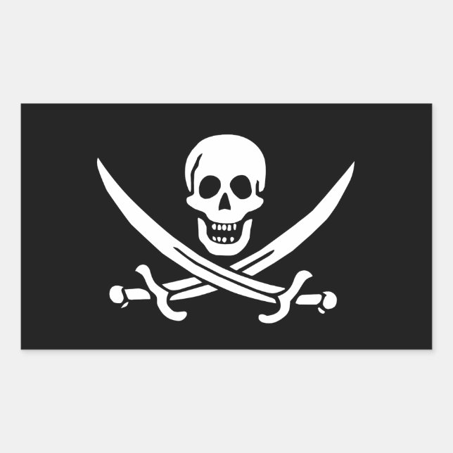 Piratenflagge von Calico Jack Rackham (BLACK) Rechteckiger Aufkleber (Vorderseite)