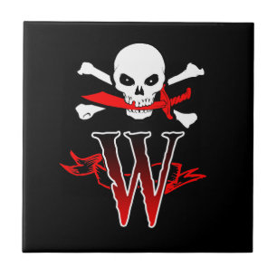 Piratenflagge W Monogramm Fliese