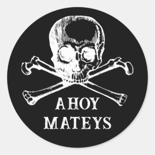 Piratenflaggen. Schwarzes Halloween-Piraten. Ahoy  Runder Aufkleber