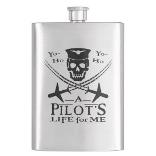 Piratenflugzeuge von Funny Pilot Skull Cross Spaß Flachmann