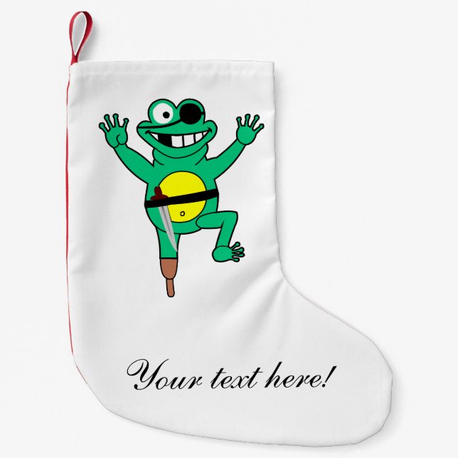 Piratenfrosch-Cartoon Kleiner Weihnachtsstrumpf (Vorderseite)