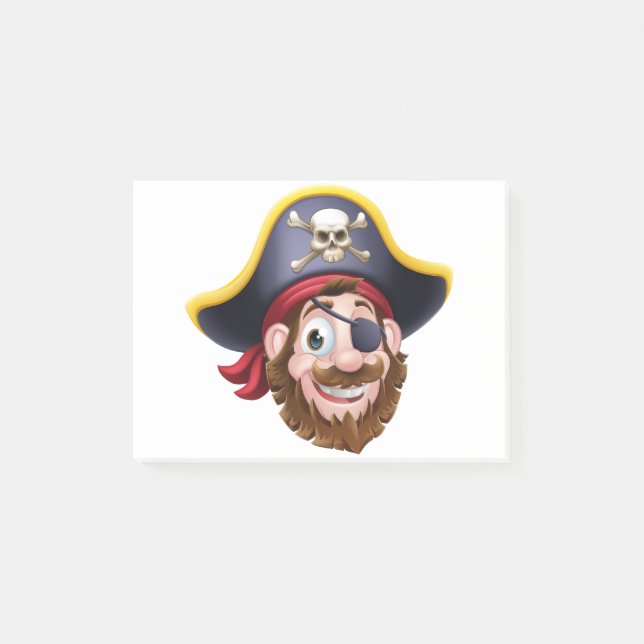 Piratenführer Cartoon Character Mascot Post-it Klebezettel (Vorderseite)