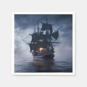 Piratengalleon in einer nebligen Nacht Serviette