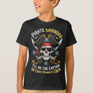 Piratengroßvater Skelett Freibeuter Boot Kapitän T-Shirt