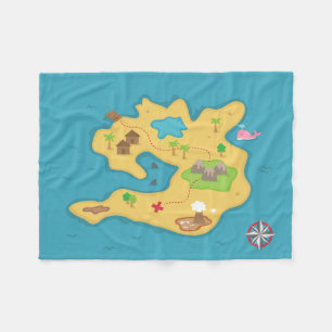 Pirateninsel, Schatzkarte, nautisches Jungenzimmer Fleecedecke