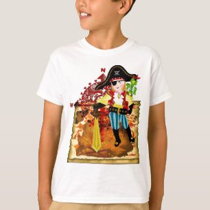 Piratenjungen- und -schatzkarten-T - Shirt