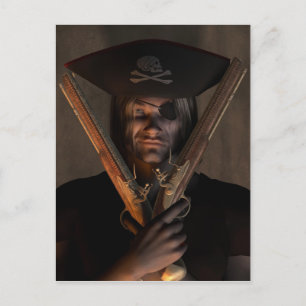 Piratenkapitän mit Pistolen Postkarte