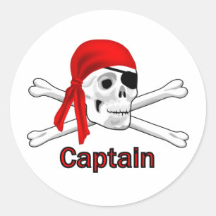 Piratenkapitän Skull und Knochen-Aufkleber Runder Aufkleber