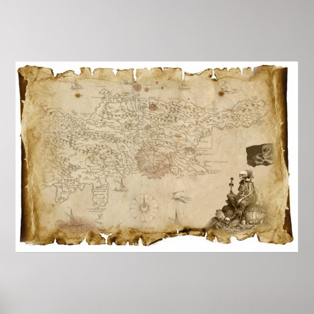 Piratenkarte zur Beruhigung der Insel Poster (Vorne)