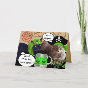 PIRATENKATZEN UND GRÜNE BIERGLÄSER,St. Patrick's D Karte