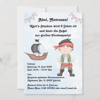 Piratenkinder Geburtstags- Einladung