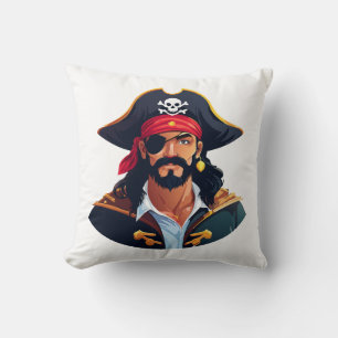 Piratenkopf mit Hut Seemann und Augenklappe und Bä Kissen