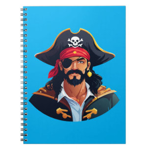 Piratenkopf mit Hut Seemann und Augenklappe und Bä Notizblock