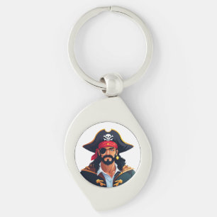 Piratenkopf mit Hut Seemann und Augenklappe und Bä Schlüsselanhänger