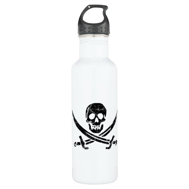 Piratenkreuz Edelstahlflasche (Vorderseite)