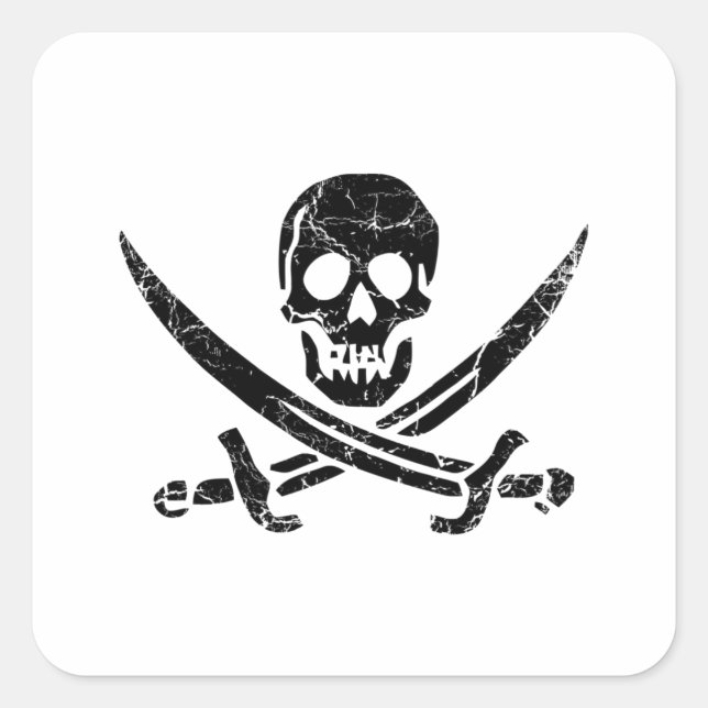 Piratenkreuz Quadratischer Aufkleber (Vorderseite)