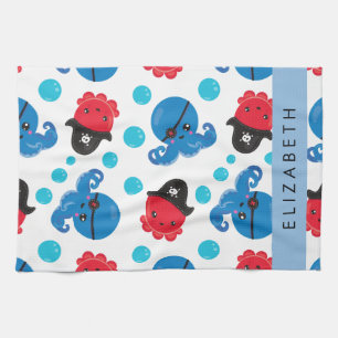 Piratenktopus, Octopus-Muster, Meer, Ihr Name Geschirrtuch