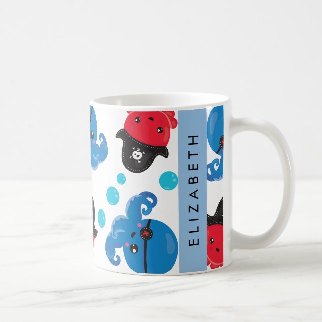 Piratenktopus, Octopus-Muster, Meer, Ihr Name Kaffeetasse (Rechts)