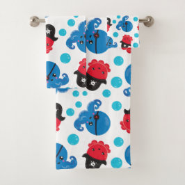 Piratenktopus, Octopusmuster, Meerestiere Badhandtuch Set