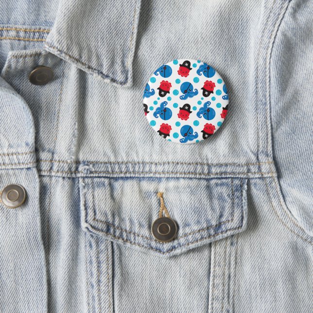 Piratenktopus, Octopusmuster, Meerestiere Button (Beispiel)
