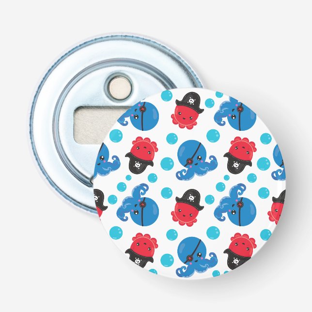 Piratenktopus, Octopusmuster, Meerestiere Flaschenöffner (Vorderseite)