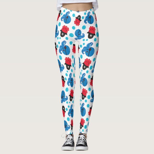 Piratenktopus, Octopusmuster, Meerestiere Leggings (Vorderseite)
