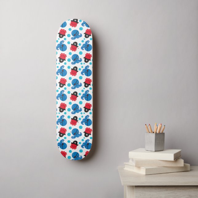 Piratenktopus, Octopusmuster, Meerestiere Skateboard (Wandkunst)