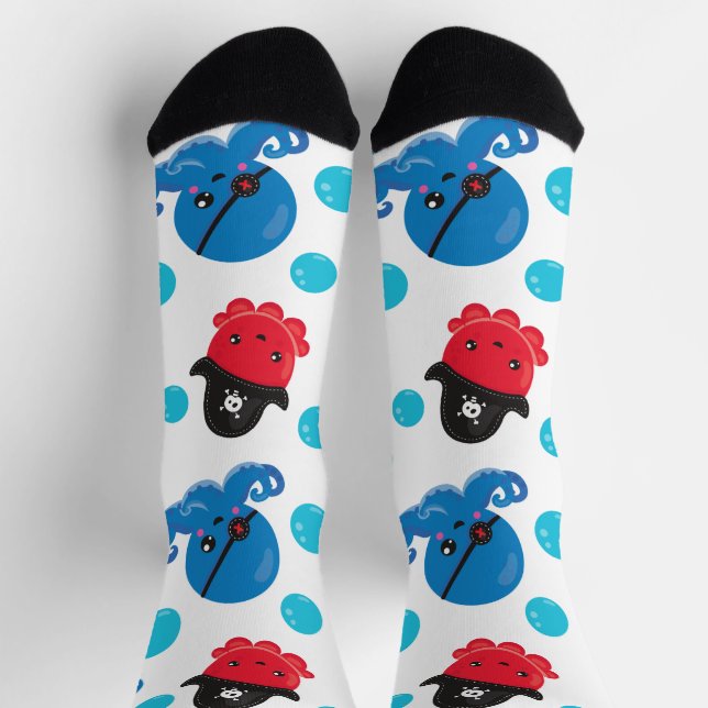 Piratenktopus, Octopusmuster, Meerestiere Socken (Oben)