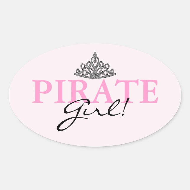 Piratenmädchen! Ovaler Aufkleber (Vorderseite)
