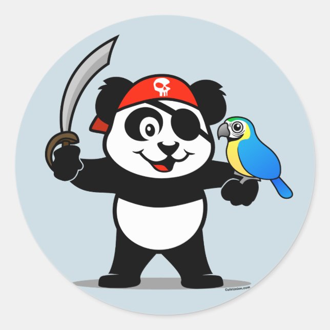 Piratenpanda Runder Aufkleber (Vorderseite)