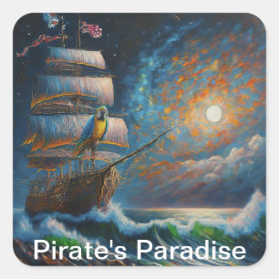 Piratenparadies Quadratischer Aufkleber