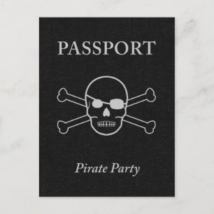 Piratenparty-Reisepass Einladungspostkarte