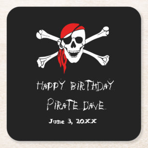 Piratenparty-Totenkopf-und-Schädel-Papier-Unterleg Rechteckiger Pappuntersetzer