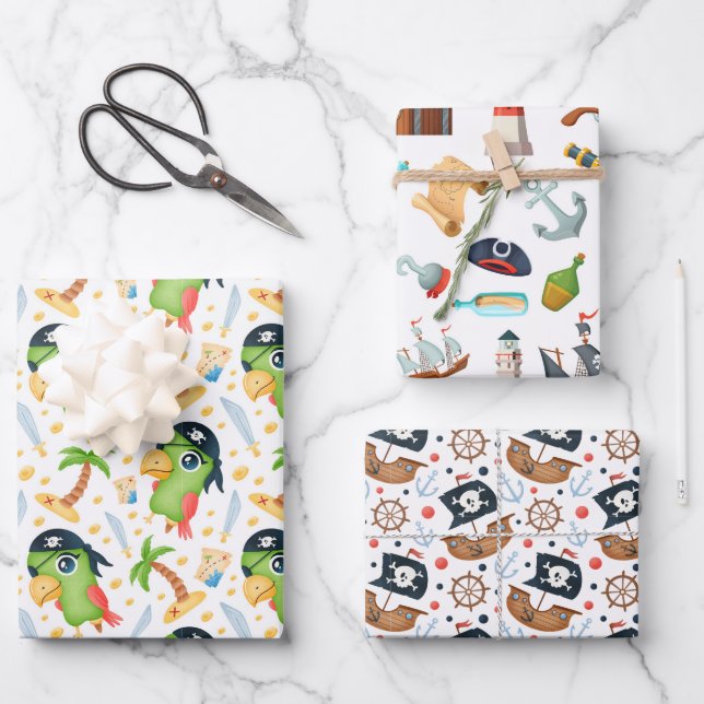 Piratensammlerpapier Geschenkpapier Set (Vorderseite)