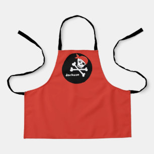 Piratenschädel Cooles, rotes Kids Monogramm Schürze