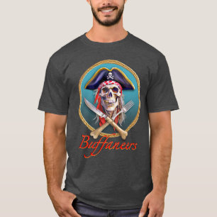 Piratenschädel im Aquamarinen Kreis mit Braid T-Shirt