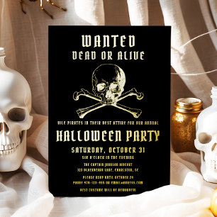 Piratenschädel & Knochen Schwarz Halloween-Party G Folieneinladung