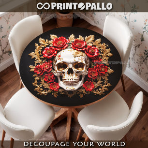 Piratenschädel mit roten Blumen Seidenpapier