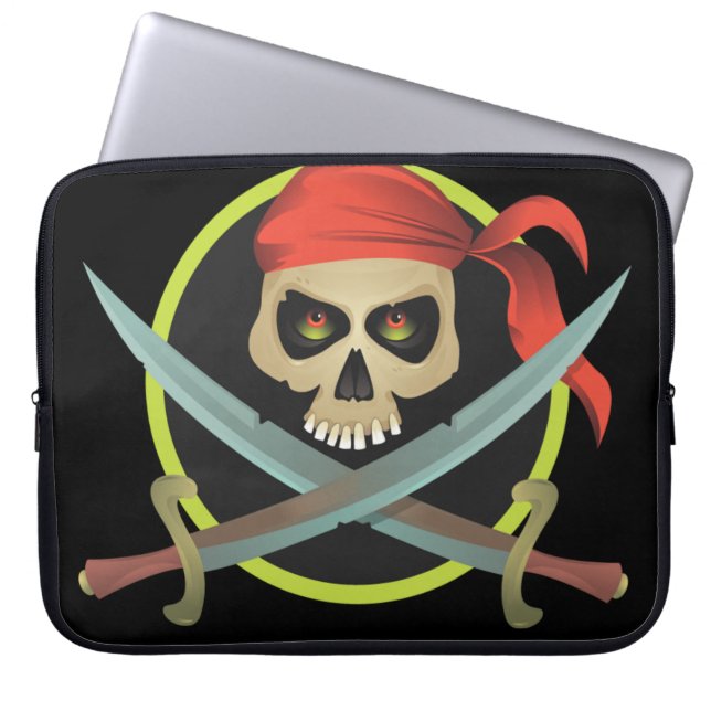 Piratenschädel mit überquerten Schwertern Laptopschutzhülle (Vorderseite)