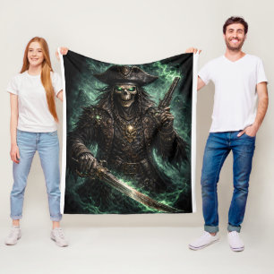Piratenschädel Phantom – Dark Fantasy Sensenmann Fleecedecke