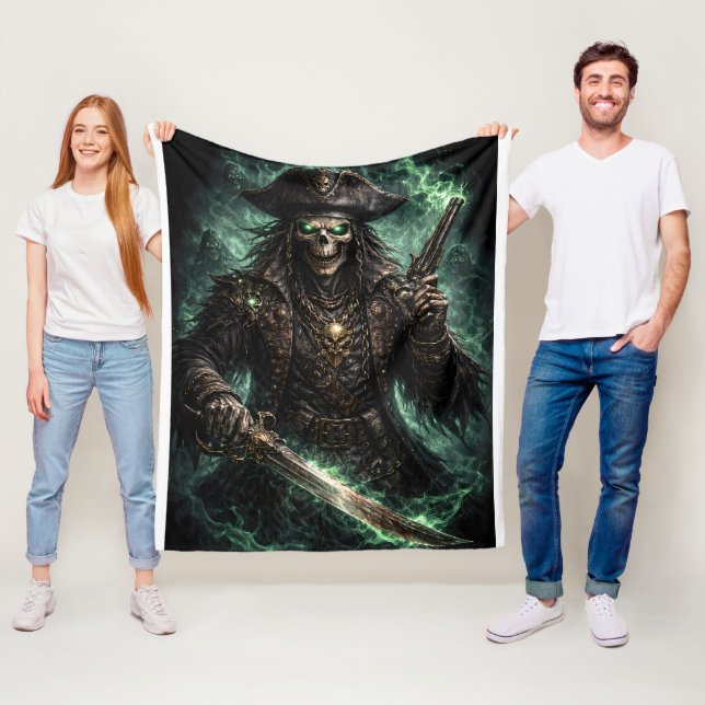 Piratenschädel Phantom – Dark Fantasy Sensenmann Fleecedecke (Beispiel)