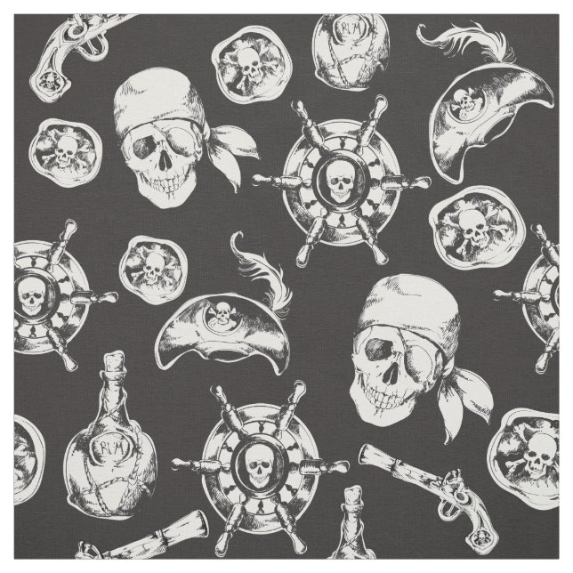 Piratenschädel Schwarz-weiß Stoff (Muster)