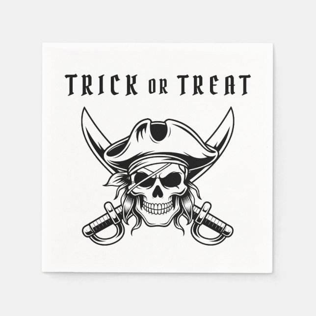 Piratenschädel-Süßes-oder-Saures-Halloween Serviette (Vorderseite)