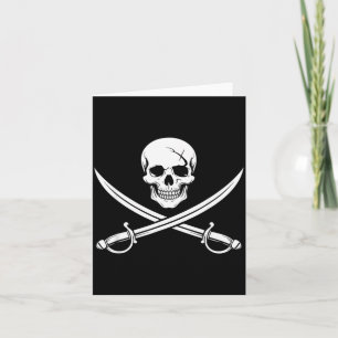 Piratenschädel und gekreuzte Knochen Kreuz Schwert Karte
