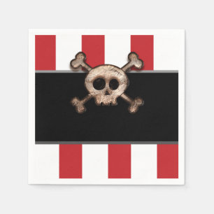 Piratenschädel und gekreuzte Knochen Rot-weiße Geb Serviette