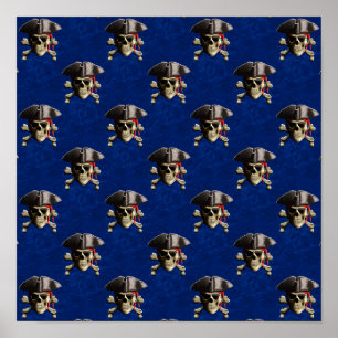 Piratenschädel und -hut poster