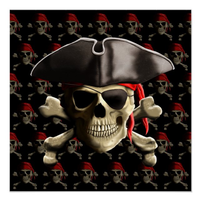 Piratenschädel und -hut poster (Vorderseite)
