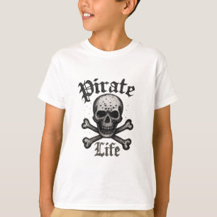 Piratenschädel- und Knochen-Grunge-Design T-Shirt