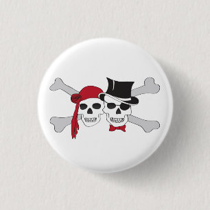 Piratenschädel und Kreuzknochen Button